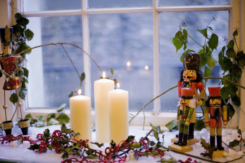 Levende julelys i vinduet - Mountstewart Christmas Event - Irland